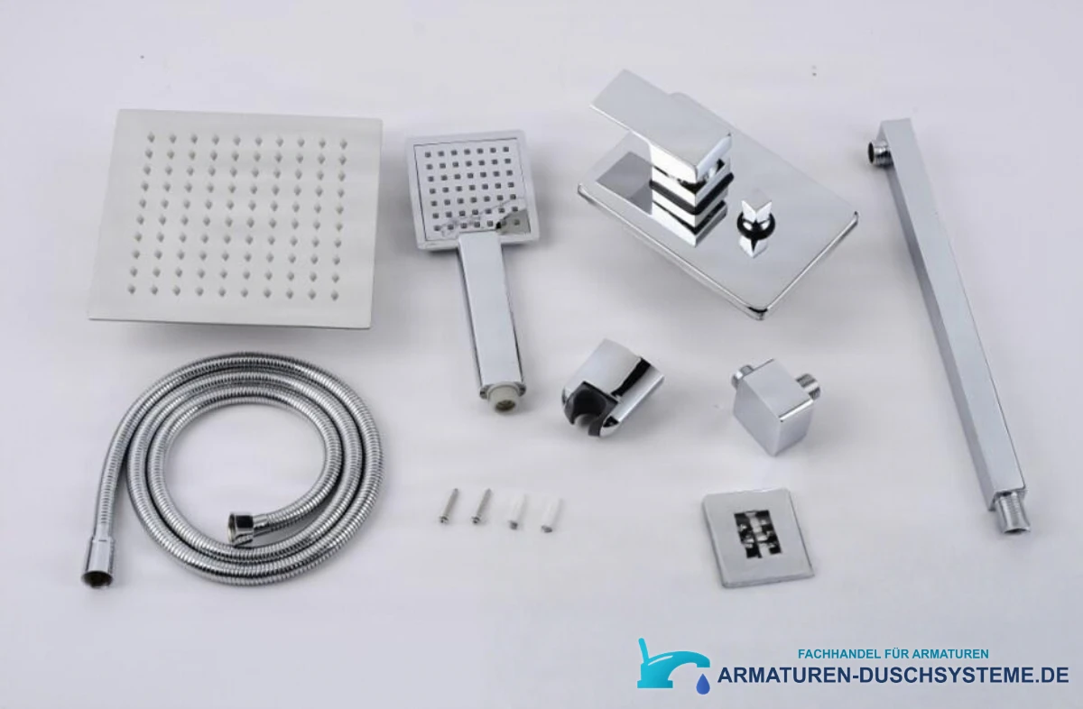 Unterputz-Duschsystem mit quadratischem Duschkopf PT94731 in Chrom