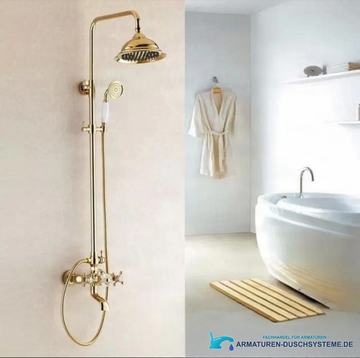 Duschpaneel mit glockenförmigem Brausekopf NTG87262 in glänzendem Gold