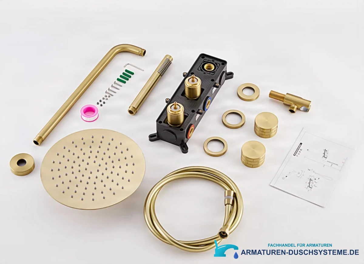 Unterputz-Duschsystem ELITE EDITION BCS1343 mit Kopf- und Handbrause in gebürstetem Gold