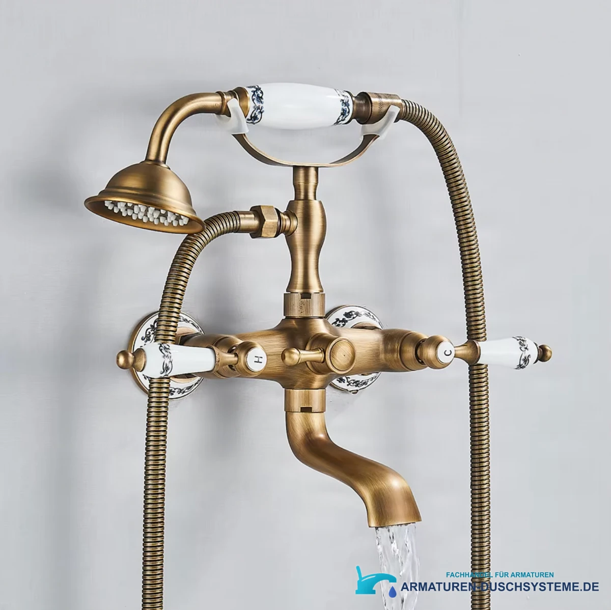 Antike Badewannenarmatur BBT1509 in gebürstetem Altbronze