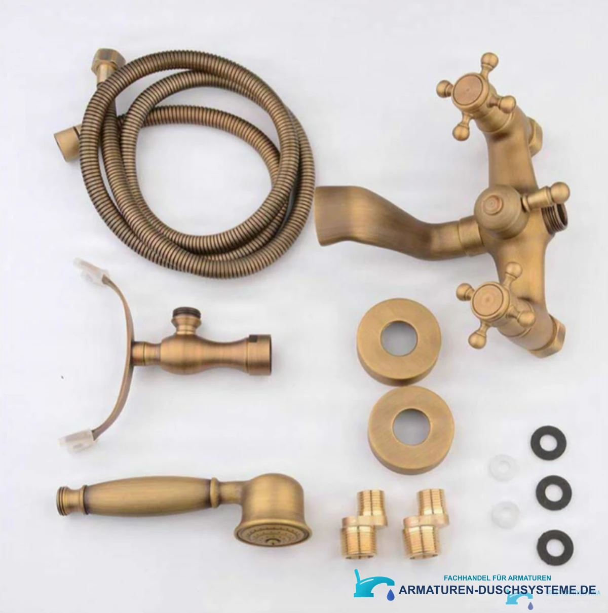 Antike Badewannenarmatur KAQ1305 — Armaturenset mit Handbrause und Schlauch