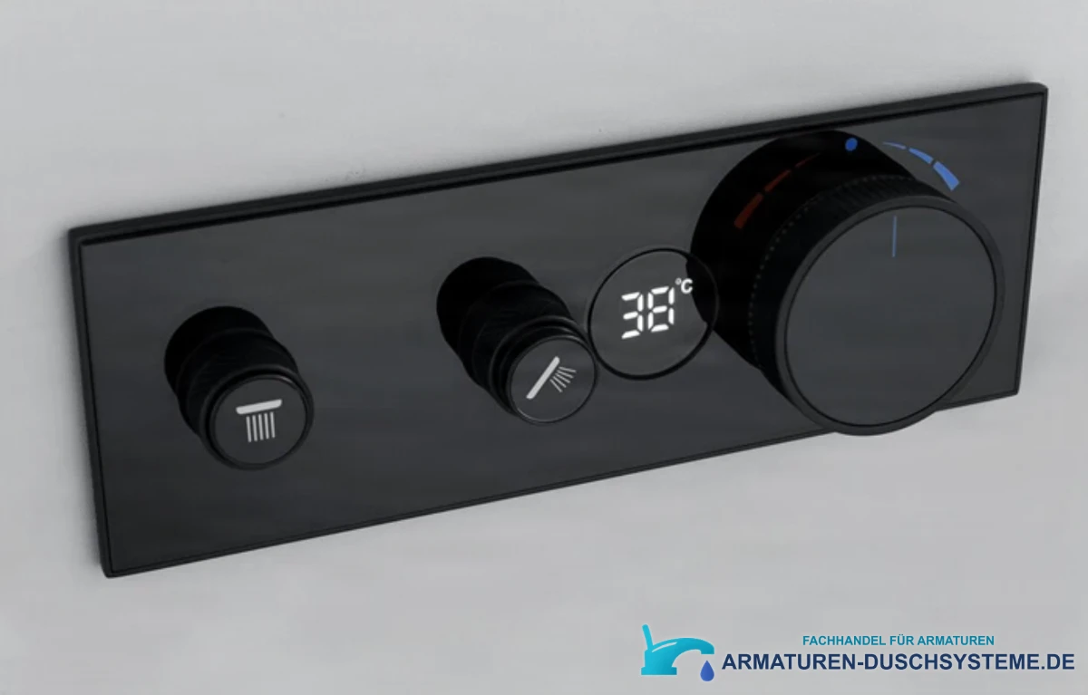 Luksuzni Termostatski Podometni Tus Sistem Elite Edition Bcs1603 Z Zaslonom Premium Linija Dva Izliva Crna 11