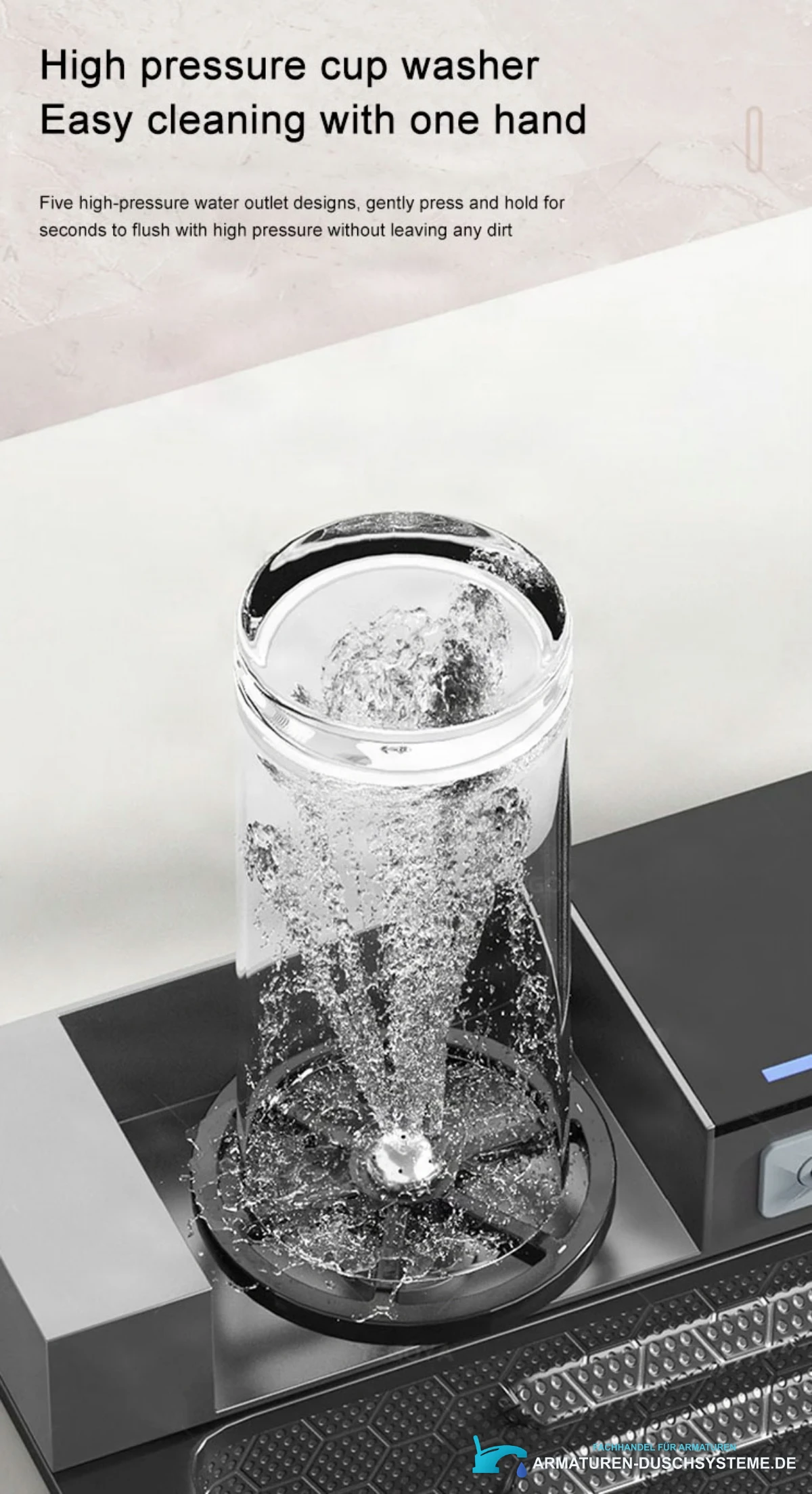 Detail des Hochdruck-Gläserspülers der Luxusspüle ELITE EDITION KS2299