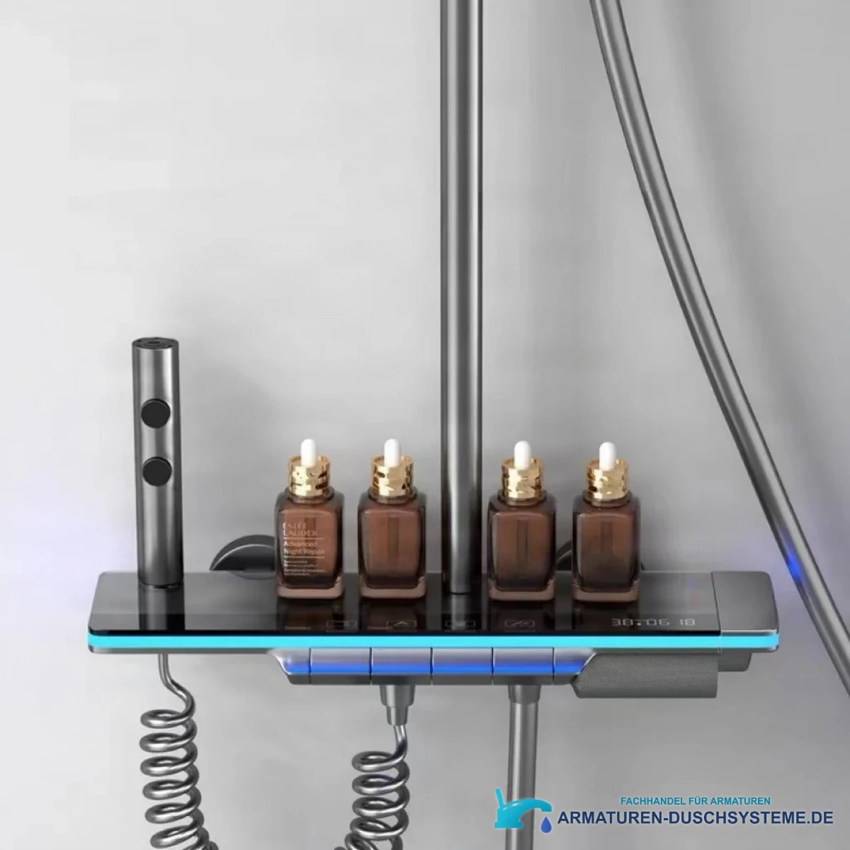 Aufputz-Duschsystem der neuen Generation BSE1307 in Schwarz und gebürstetem Edelstahl