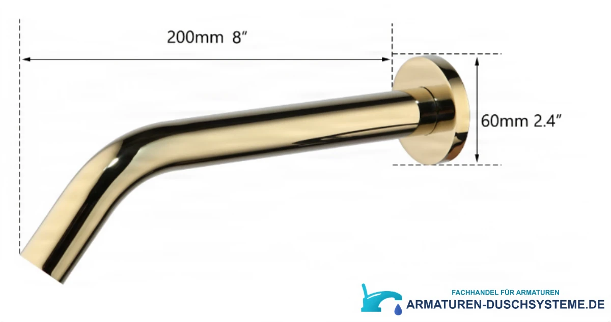Spezifikationen der Sensor-Wandarmatur BWS1254: 200 mm Ausladung, Rosette Ø 60 mm