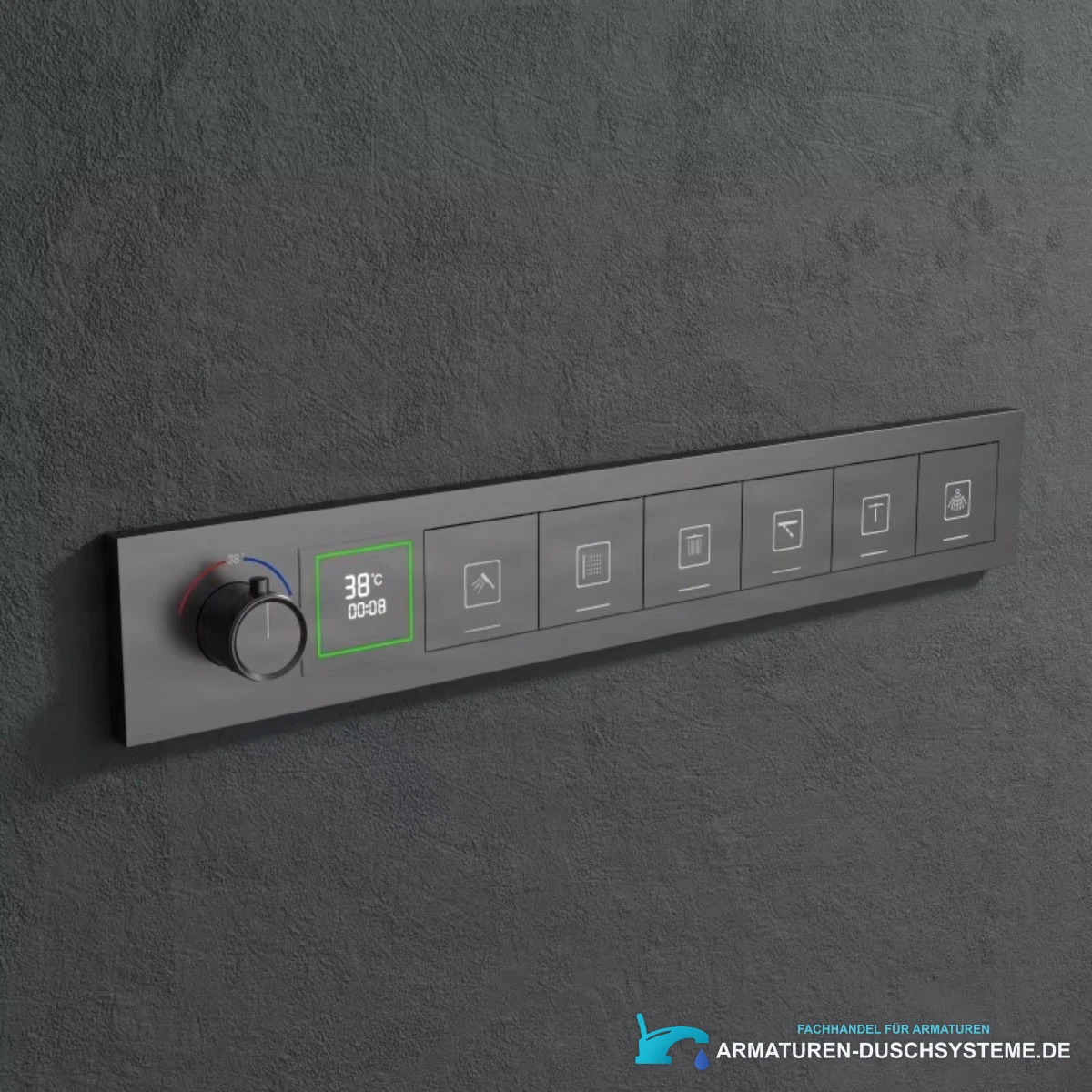 Unterputz-Duschset mit 6 Funktionen BCS1045 mit graphitgrauem Bedienpanel und Digitalanzeige