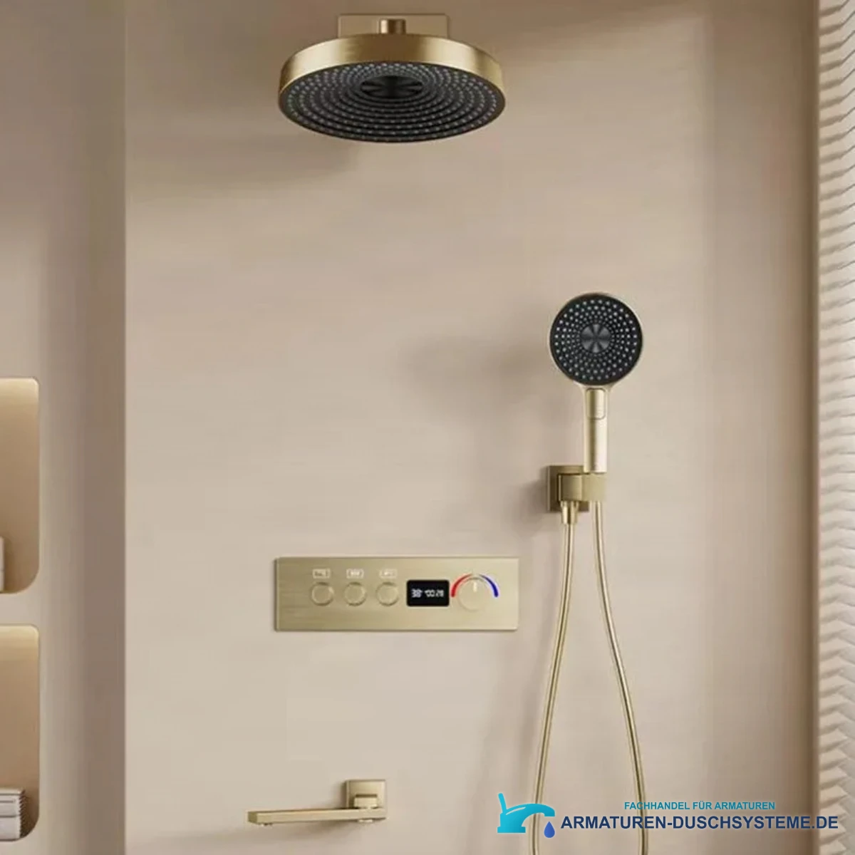 Thermostat-Duschsystem BCS1698 – gebürstete goldfarbene Ausführung