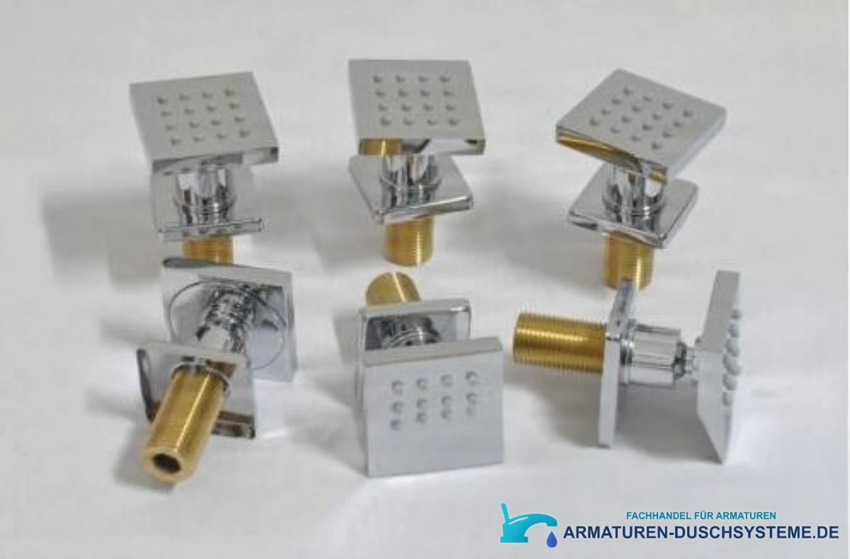 Detail der quadratischen Massagedüsen des Unterputz-Duschsystems PT62253