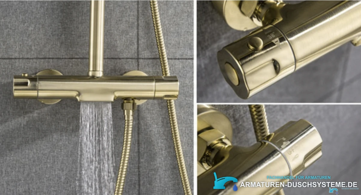 Goldenes Aufputz-Duschsystem GT2251 in gebürstetem Goldfinish