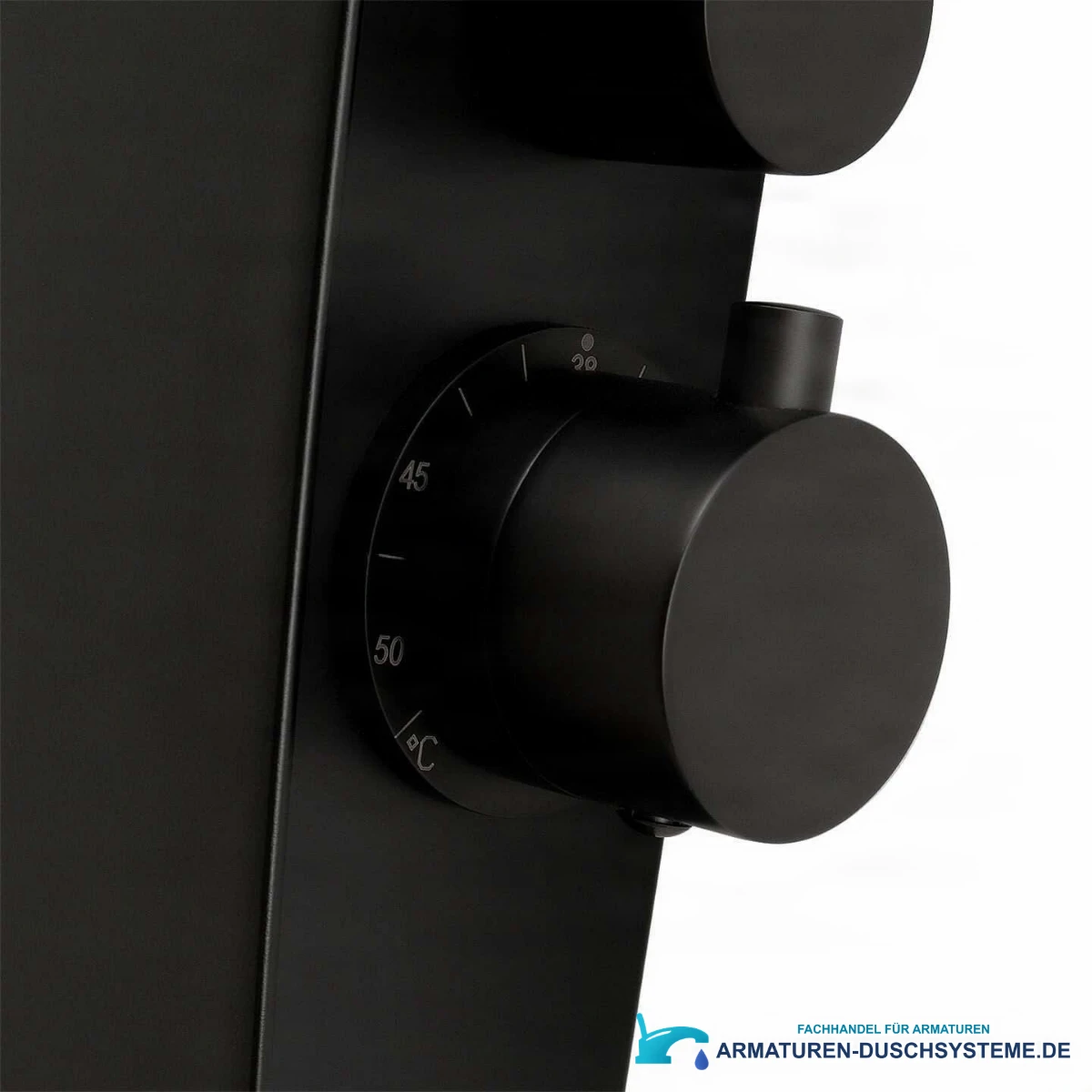 Detail des Temperaturreglers am thermostatischen Duschpaneel ELITE SP1058