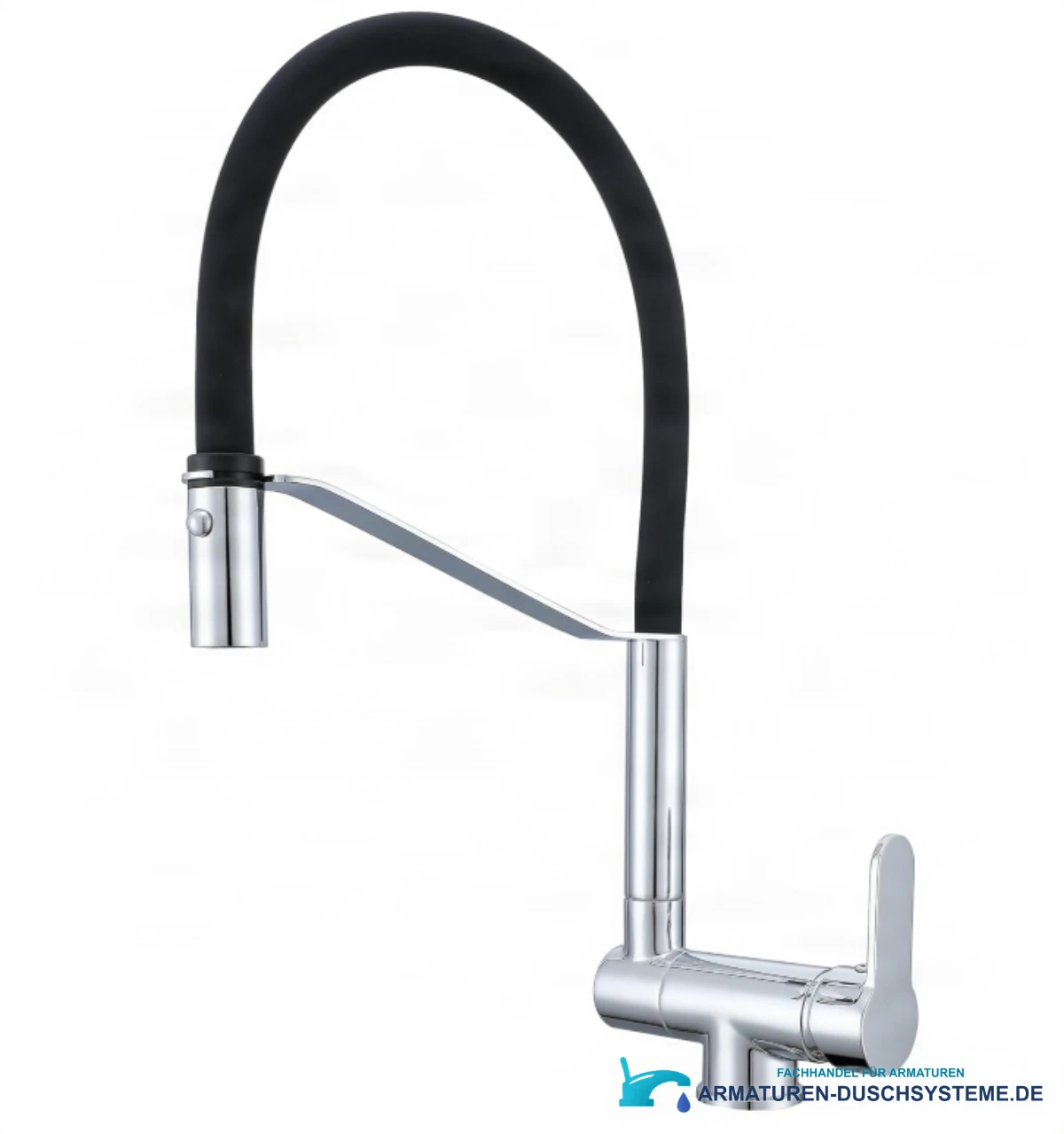 Klappbare Küchenarmatur ELITE EDITION KW1202 — Chromkörper mit schwarzem Flexauslauf