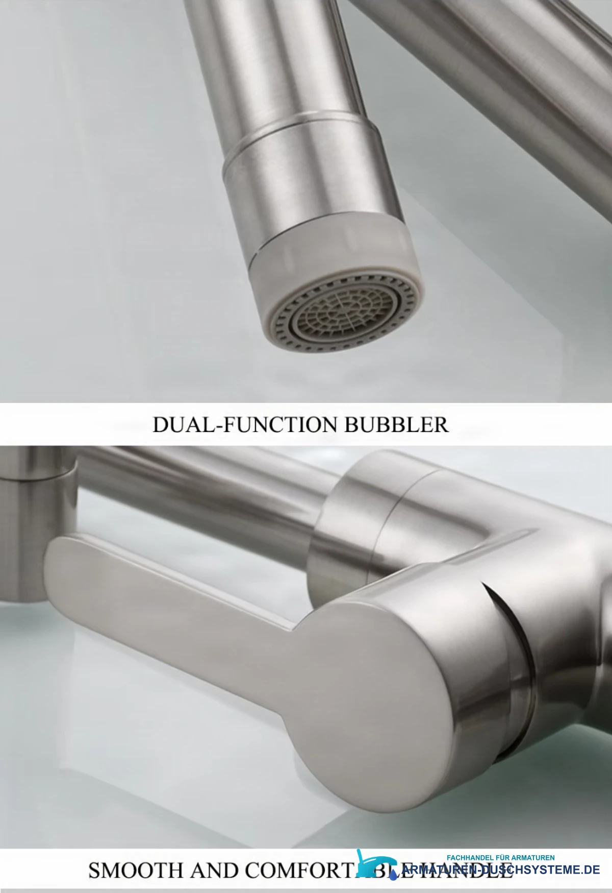 Messing-Badarmatur KS1409 mit LED in satiniertem Silber
