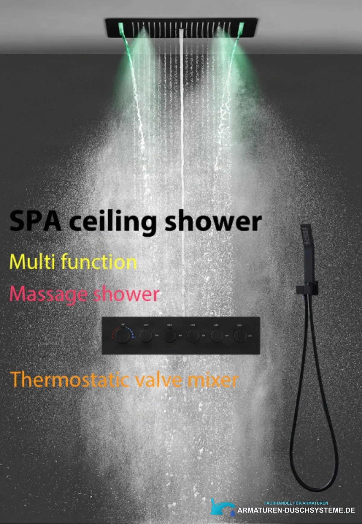 Innovatives Unterputz-Duschsystem mit Spa-Funktion BCS1557 in Mattschwarz