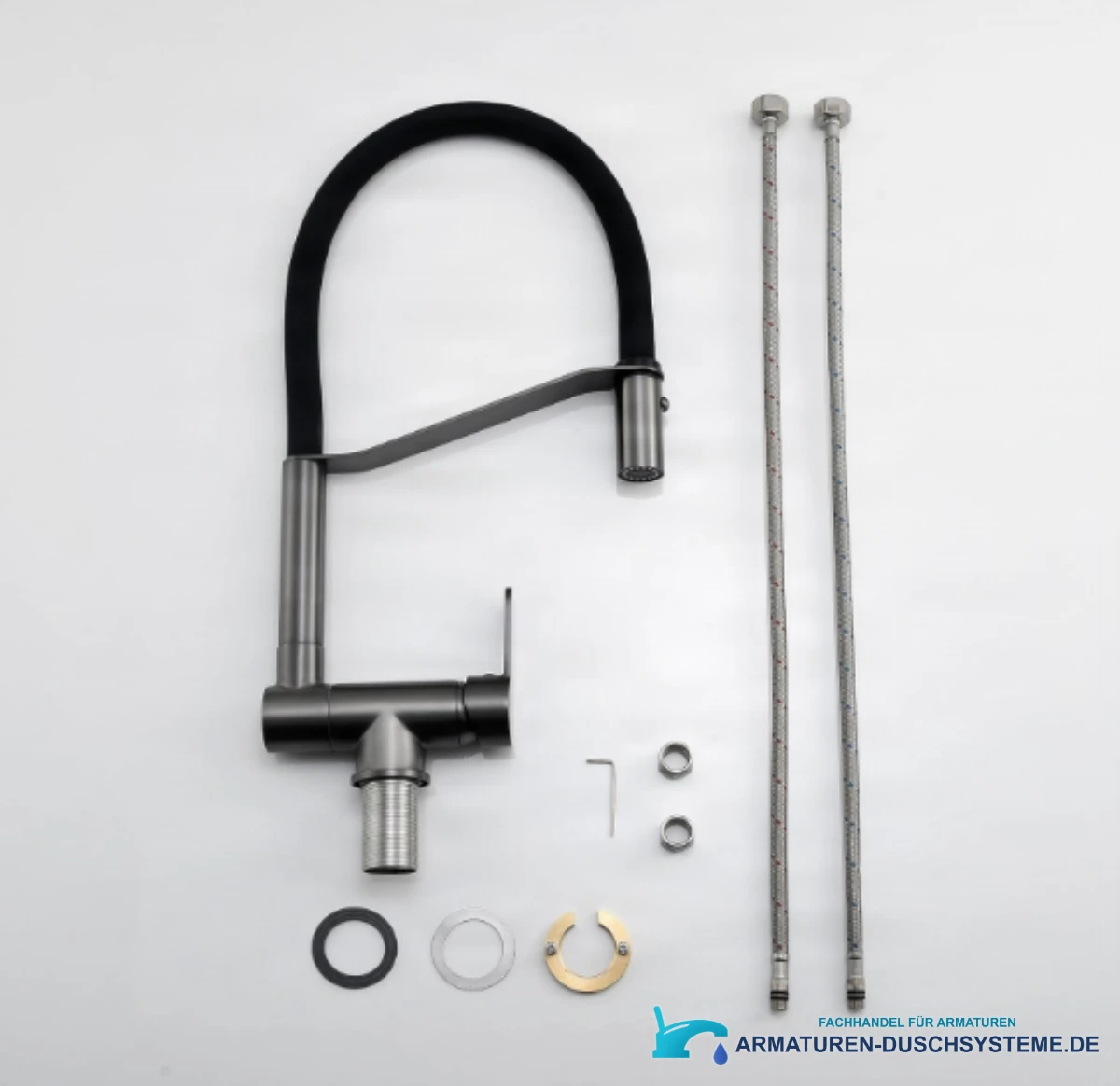 Klappbare Küchenarmatur ELITE EDITION KW1202 mit Anschlussschläuchen und Montagematerial