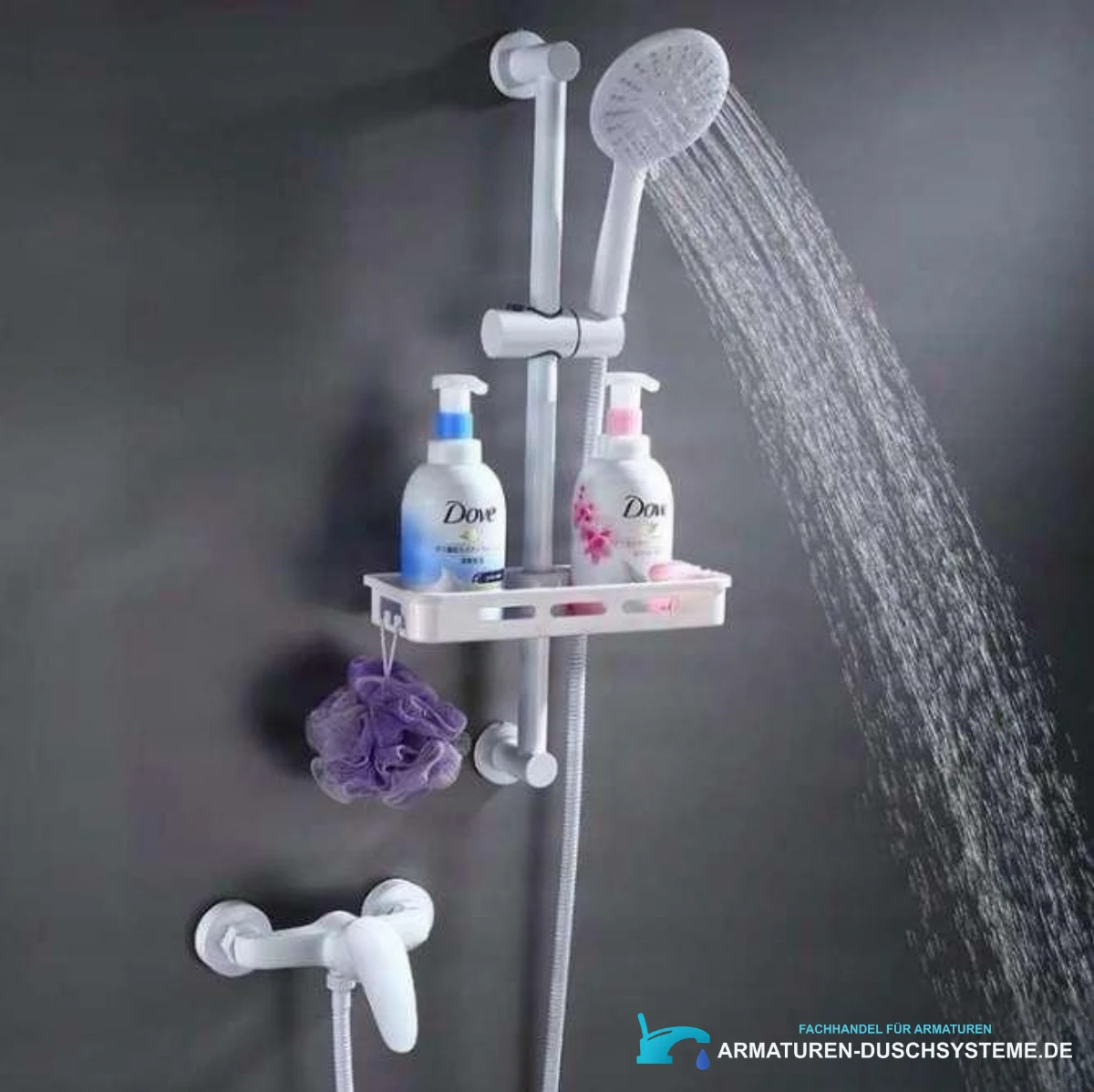 Weiße Badewannenarmatur mit Dusche BKP1457 in glänzendem Weiß