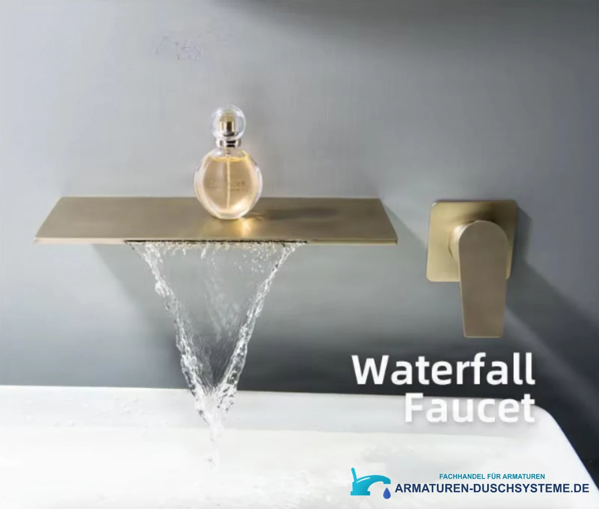 Wandmontierte Wasserfall-Mischarmatur BSW1722 in gebürstetem Goldton