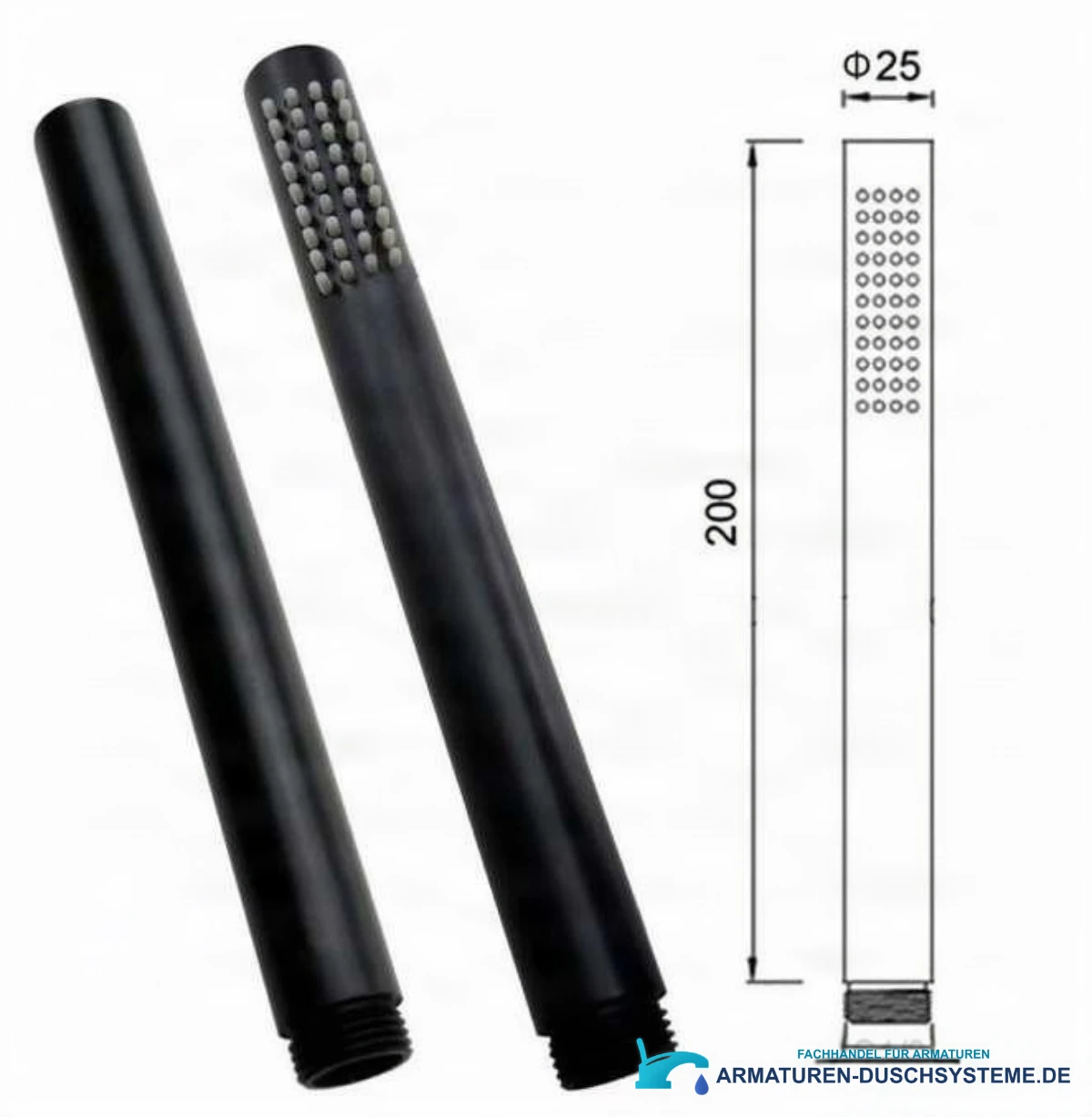 Unterputz-Wannenarmatur CP1551black mit schlanker Handbrause in Mattschwarz