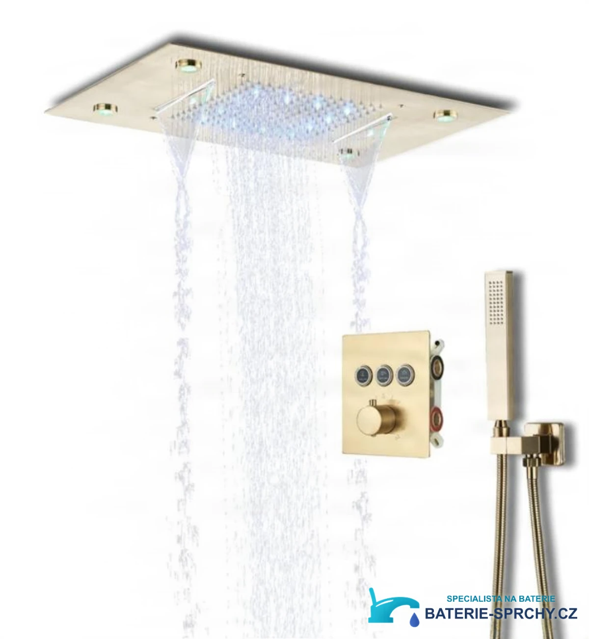 Podomítkový sprchový systém EYN PT8899 s LED osvětlením, termostatem a několika barevnými provedeními včetně matné černé a chromu