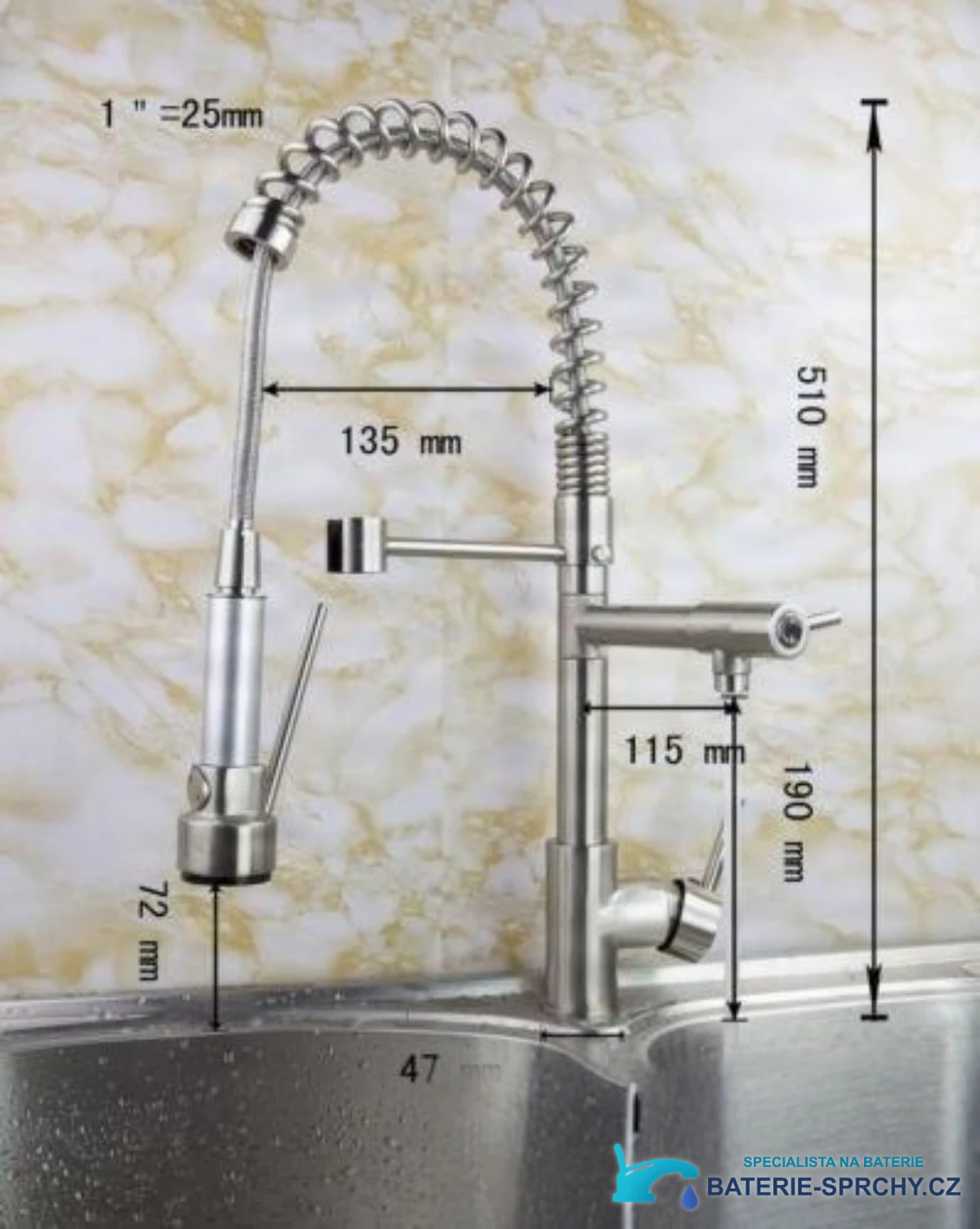 Poloprofesionální domácí kuchyňská baterie EYN0141 v leštěném chromu