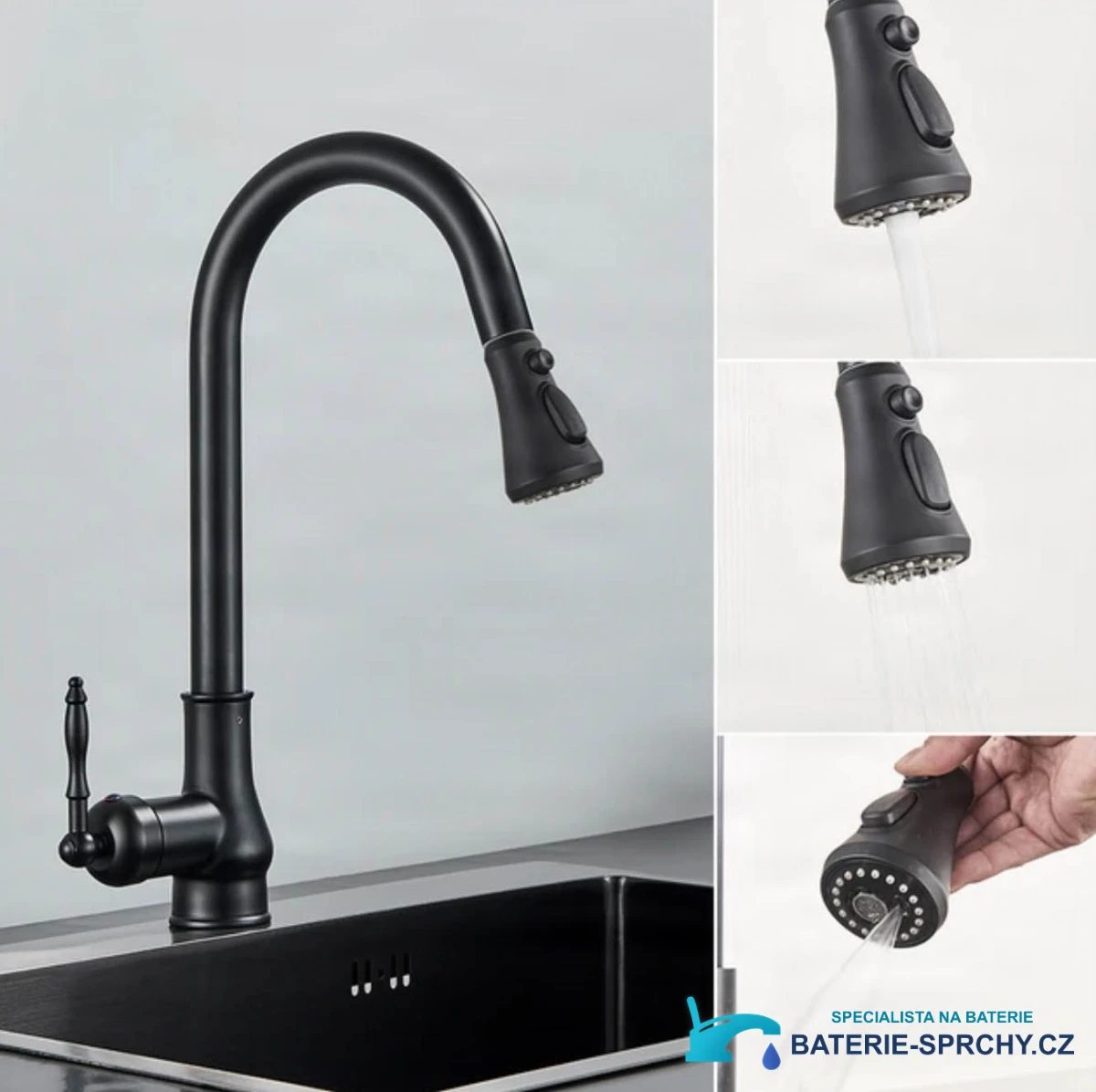 Výsuvná kuchyňská baterie EYN KS1448 v matné černé