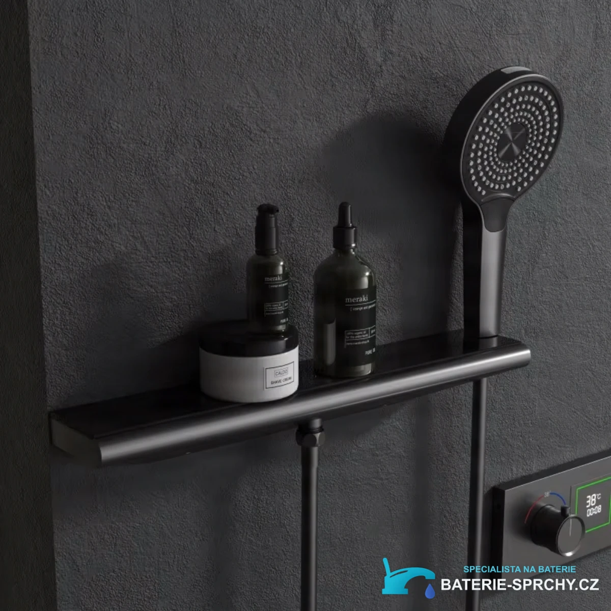 Luxusní vestavný sprchový set BCS1045 v koupelně s ruční sprchou a termostatem