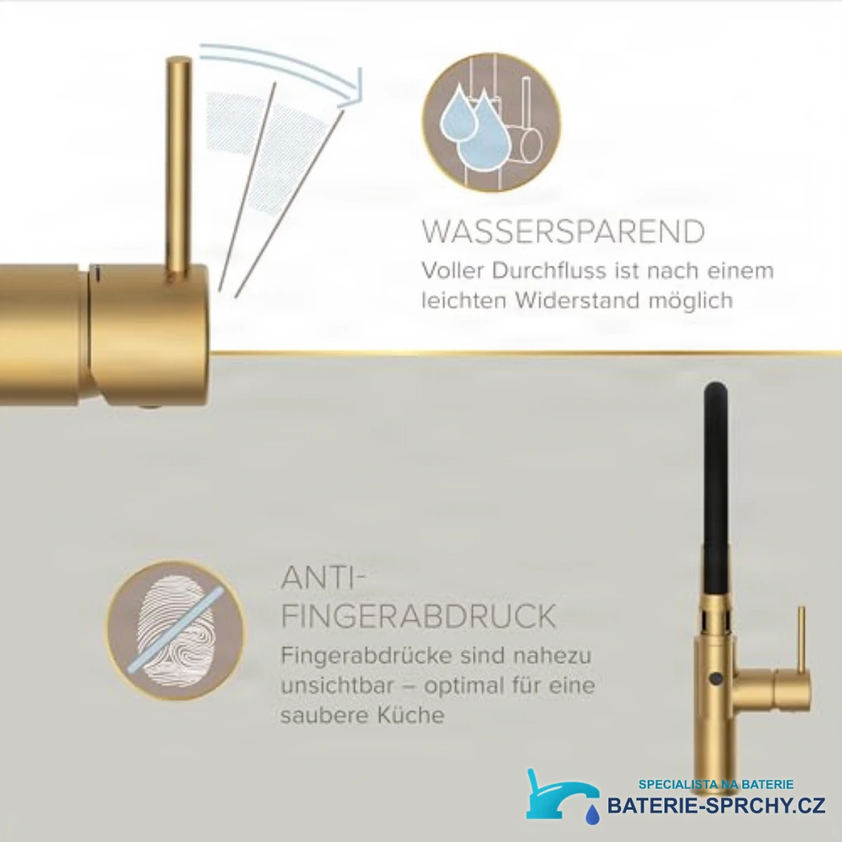 Vlastnosti baterie ELITE EDITION KF1445: pákové ovládání a matný povrch