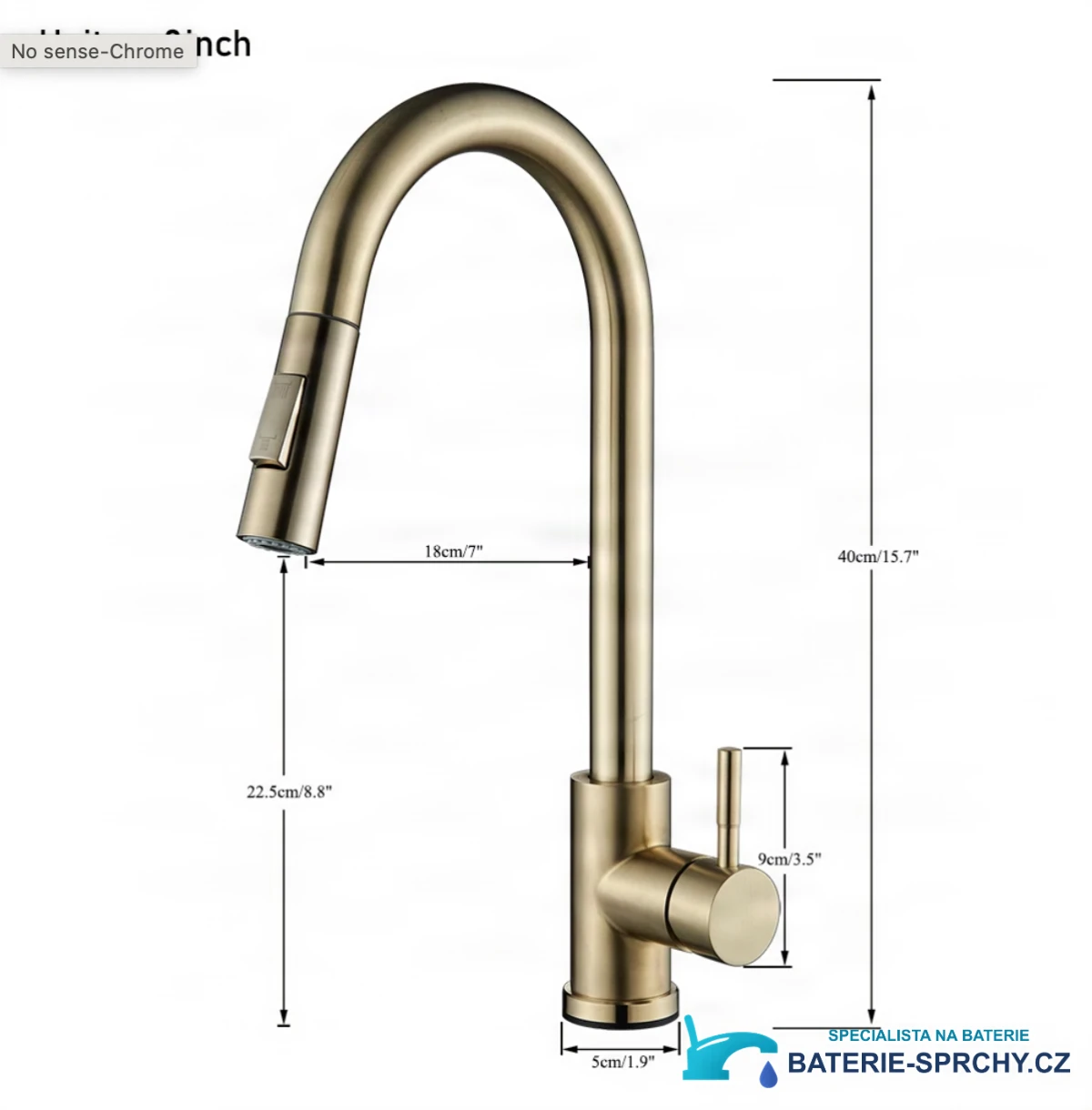 Technický výkres baterie GK1218 s výškou 40 cm a dosahem ramínka 18 cm