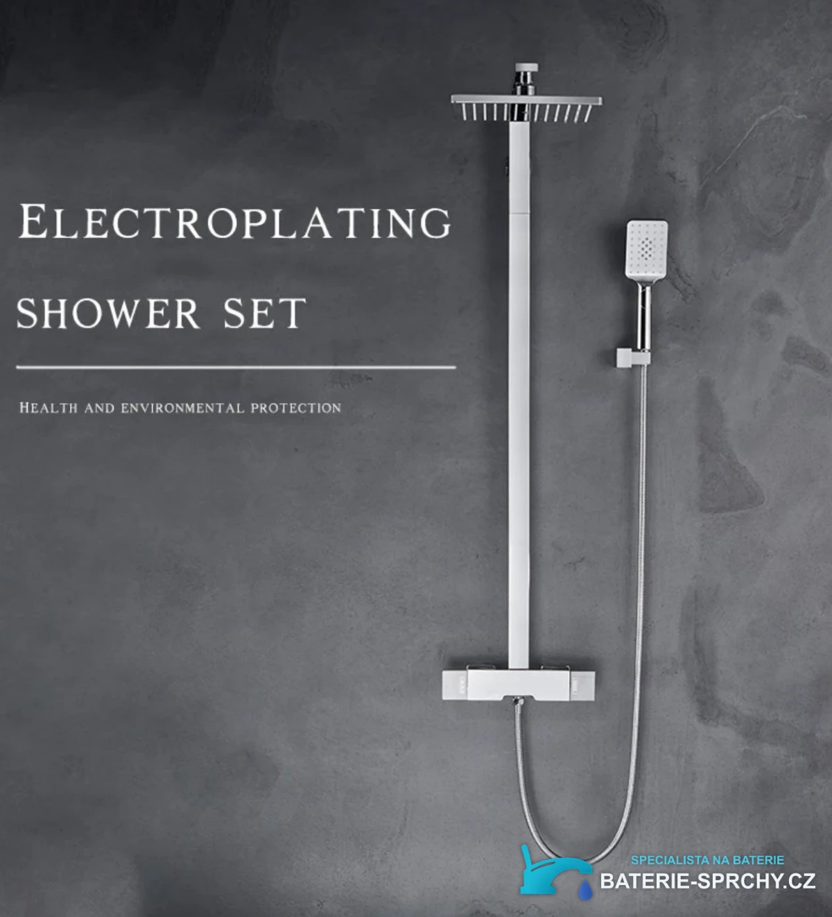 Luxusní nástěnný sprchový systém ELITE EDITION BSE1419 v koupelně na tmavé stěně