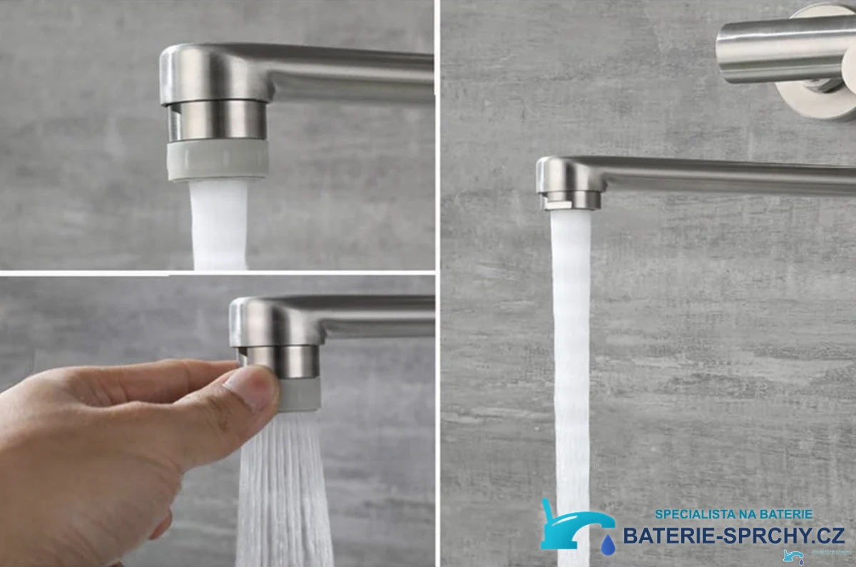 Nástěnná kuchyňská baterie EYN WK1124 v kartáčovaném nerezovém vzhledu