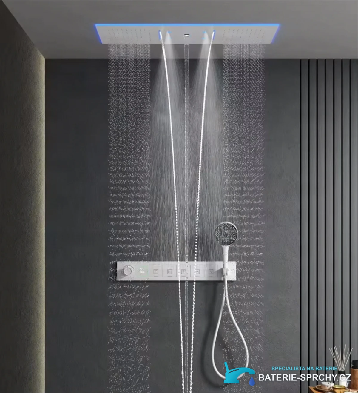 Luxusní podomítkový sprchový systém BCS1045 se 6 funkcemi v chromu