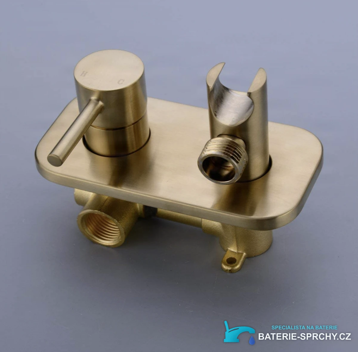 Detail ovládací páky a držáku hadice podomítkové bidetové baterie BB1637