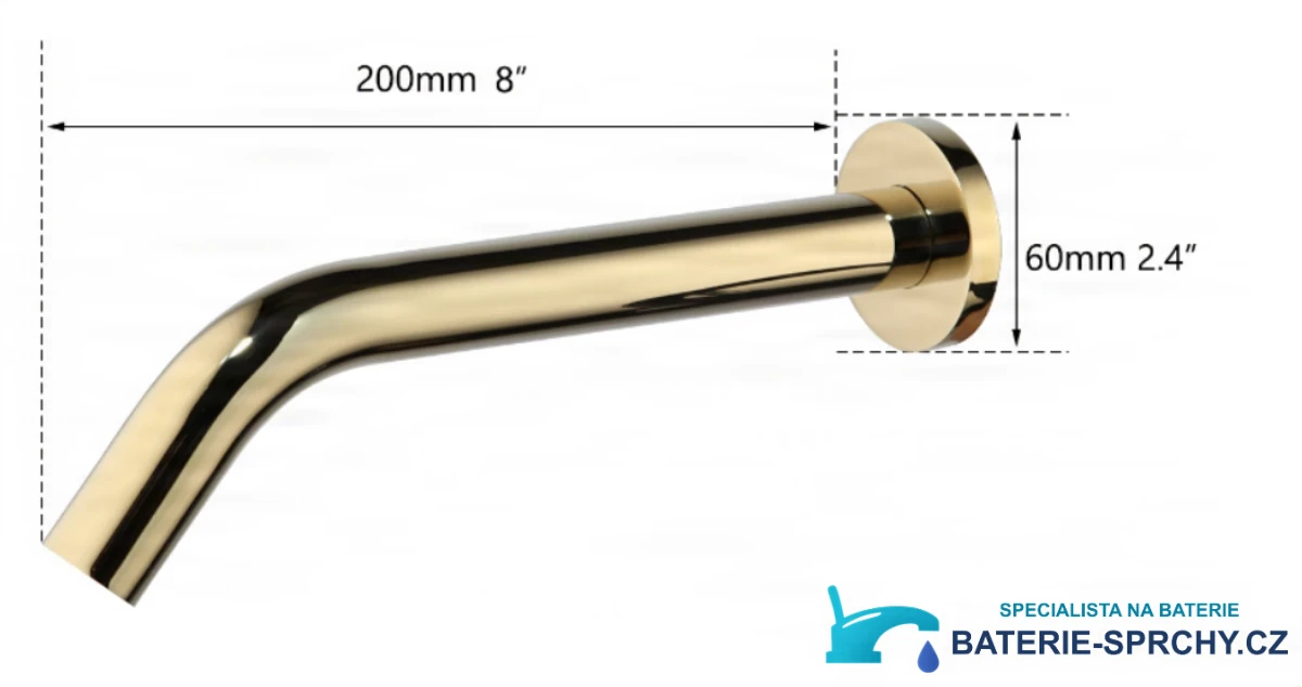 Parametry baterie BWS1254: vyložení 200 mm, rozeta Ø 60 mm