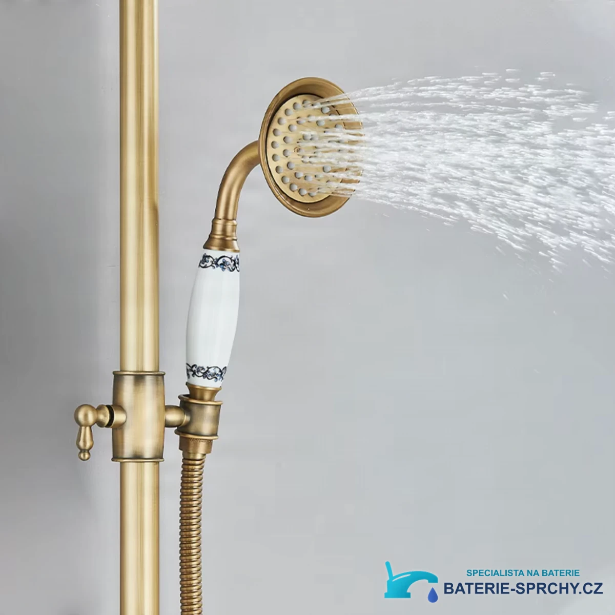 Nástěnný sprchový systém BSE1241 s keramickými prvky v kartáčované starožitné mosazi