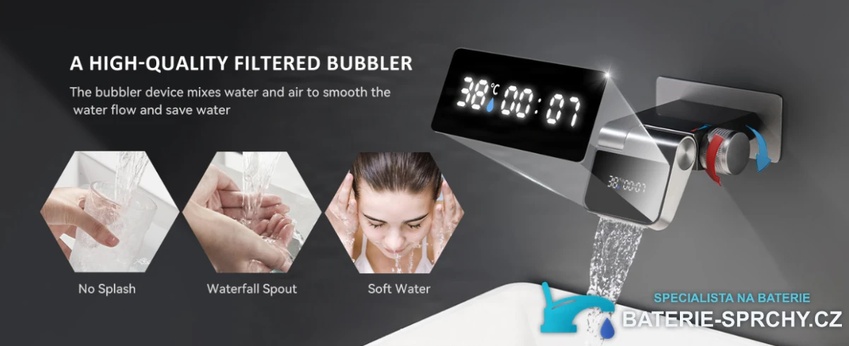 ELITE EDITION: Moderní koupelnová baterie BSW1500 sklopná o 180° v kartáčované tmavě šedé