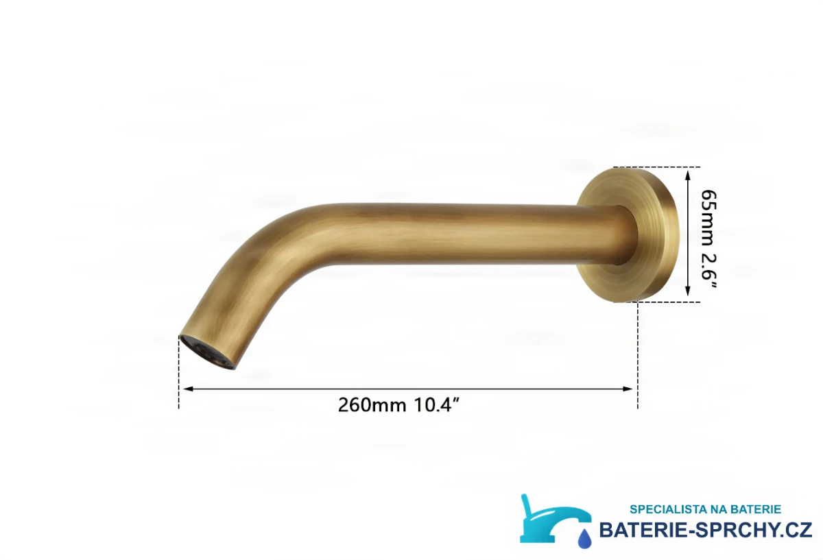 Technický nákres senzorové baterie BWS1254 (260 mm, rozeta 65 mm)