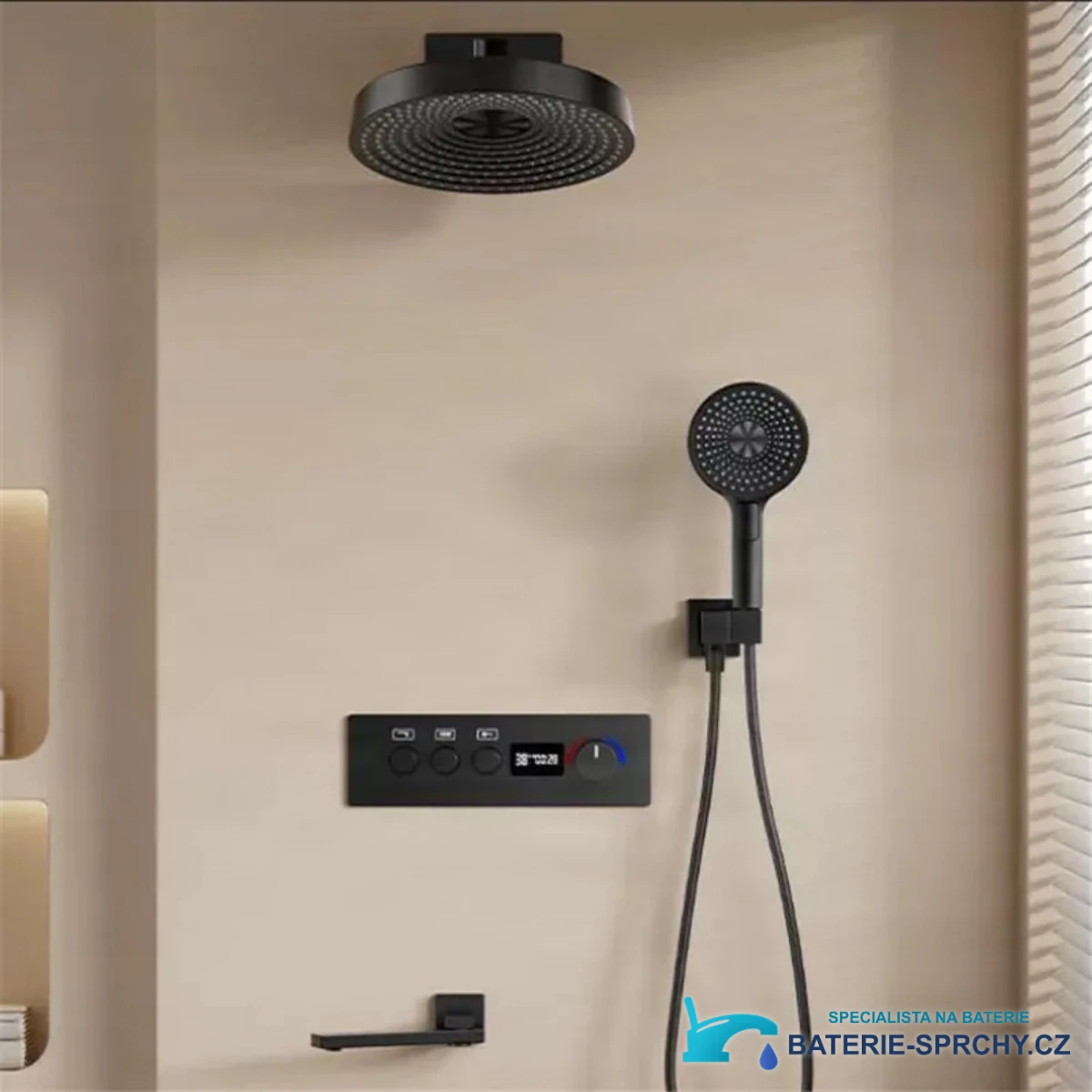 ELITE EDITION termostatický sprchový set BCS1698 – matné černé provedení