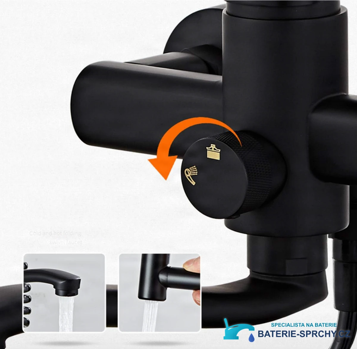 Detail otočného přepínače nástěnné kuchyňské baterie EYN WK1124