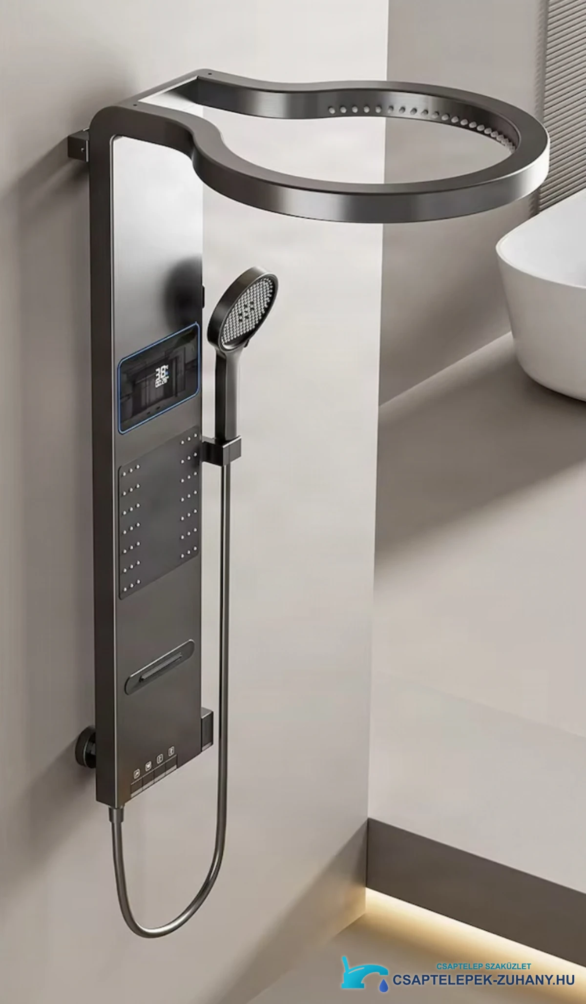 ELITE EDITION BSE1424 zuhanypanel — a gyűrűs fejzuhany oldalnézete