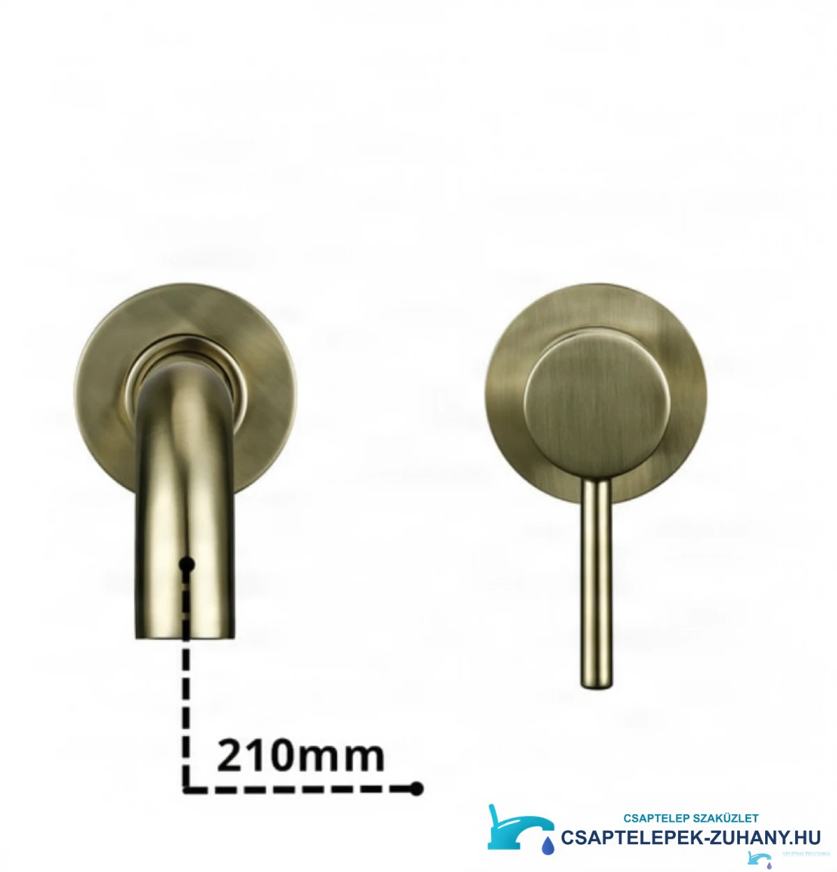 EYN BGW1644 fali csaptelep szálcsiszolt antik arany kivitelben, 210 mm-es kifolyóval
