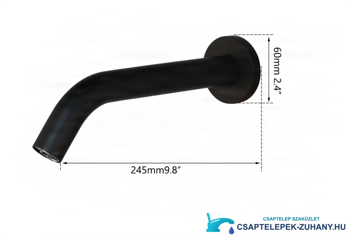 BWS1254 sensoros fali csaptelep műszaki rajza (245 mm, 60 mm-es takarórózsa)