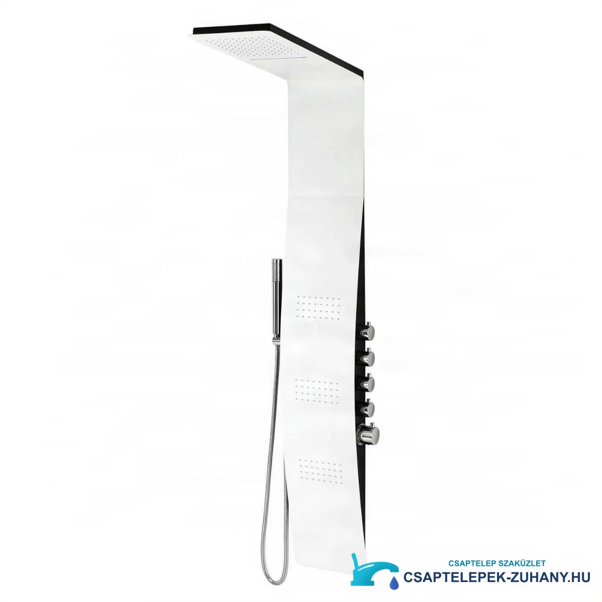 ELITE SP1058 termosztátos zuhanypanel — fehér előlap fekete oldallal