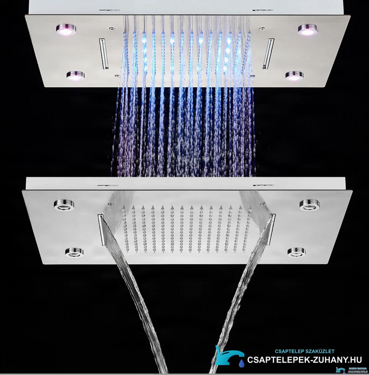 PT8899 luxus falba süllyesztett LED-es rendszer esőztető és vízesés vízsugárral