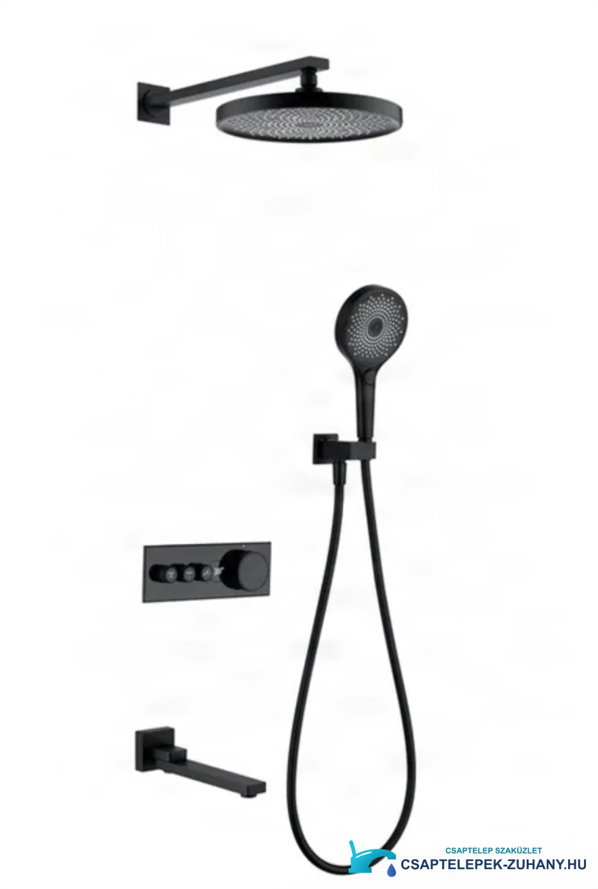ELITE EDITION BCS1603 luxus termosztátos zuhanyrendszer — teljes nézet kádkifolyóval