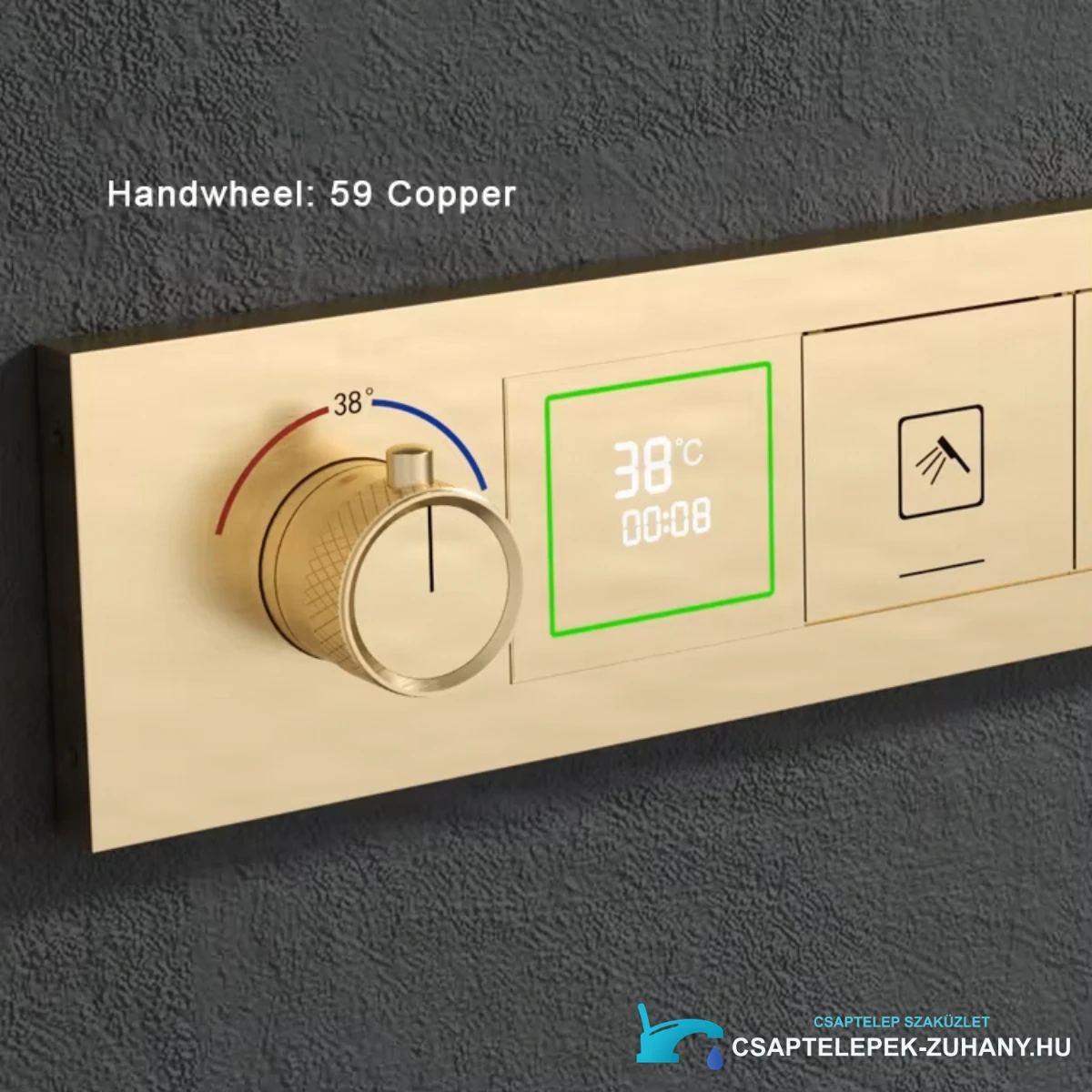 A BCS1045 falba süllyesztett rendszer termosztátos szabályozójának és digitális kijelzőjének részlete