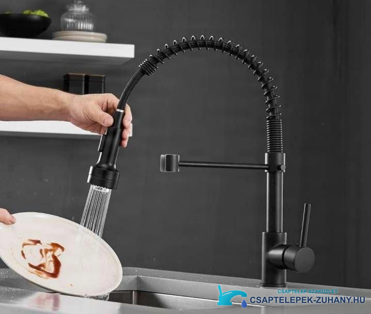Crna Kuhinjska Armatura Kb1507 Izvlecna Pipa Za Kuhinjo V Crni Barvi 2
