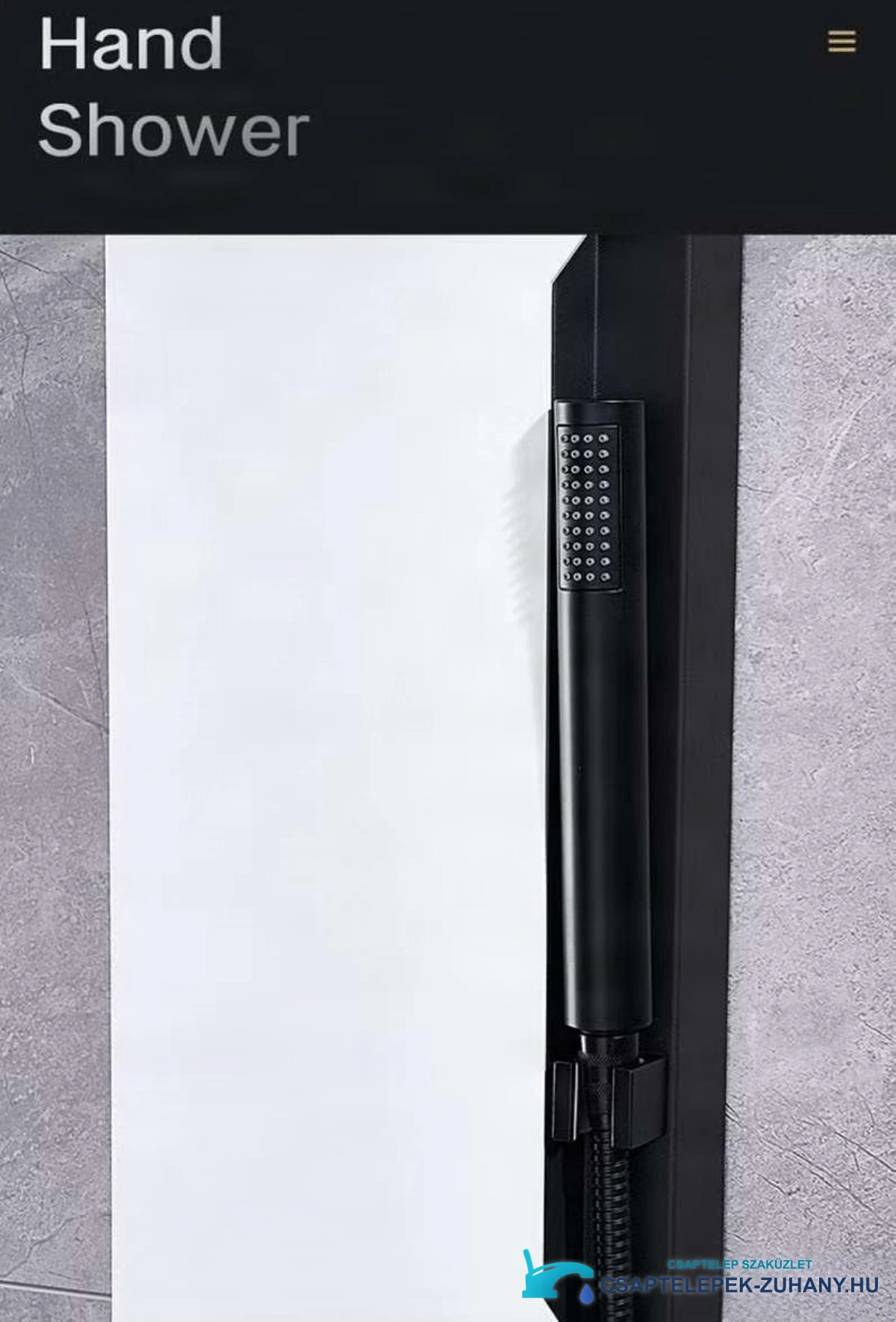 Az ELITE EDITION DELUX BSP1412 zuhanypanel fekete kézizuhanya részletesen