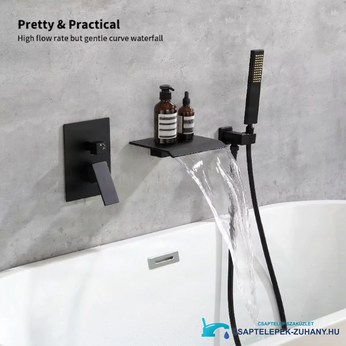 Male Npt Tub Faucet Hand Shower Matte Black Waterfall Bathtub Shower Faucet Set Wall Mount Tub Shower System Alloy Shower