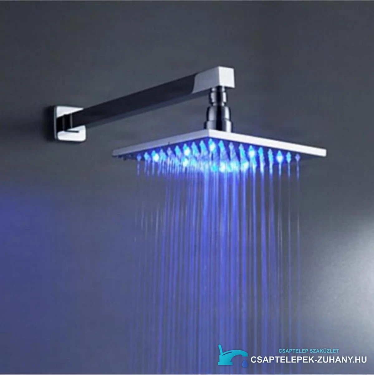 A woo-2436 zuhanyrendszer négyzet alakú LED-es fejzuhanyának részlete