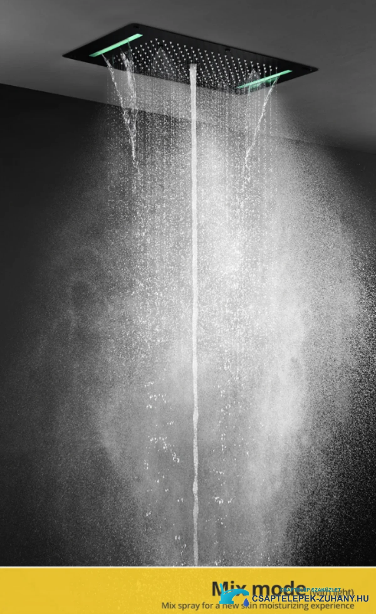 Innovatív BCS1557 falba süllyesztett rendszer otthoni spa kialakításához matt fekete kivitelben