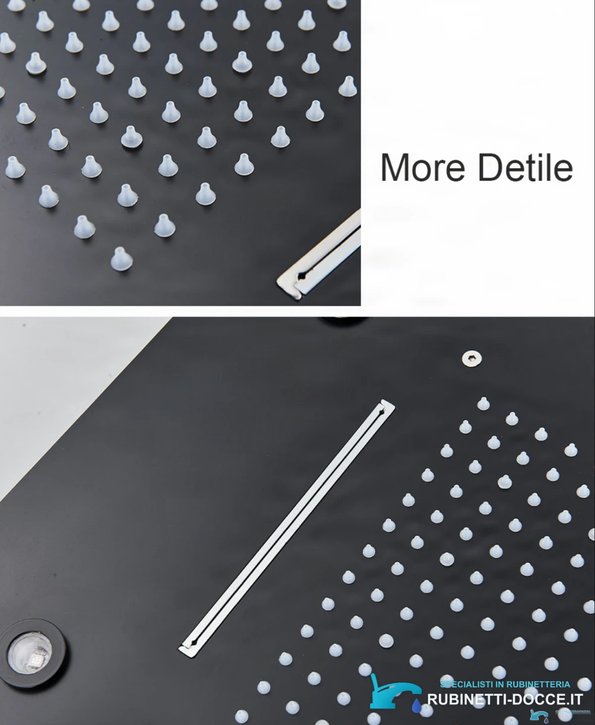 Sistema doccia da incasso EYN PT8899 con LED, termostato, cascata e getti multipli, in più finiture tra cui nero opaco e cromo